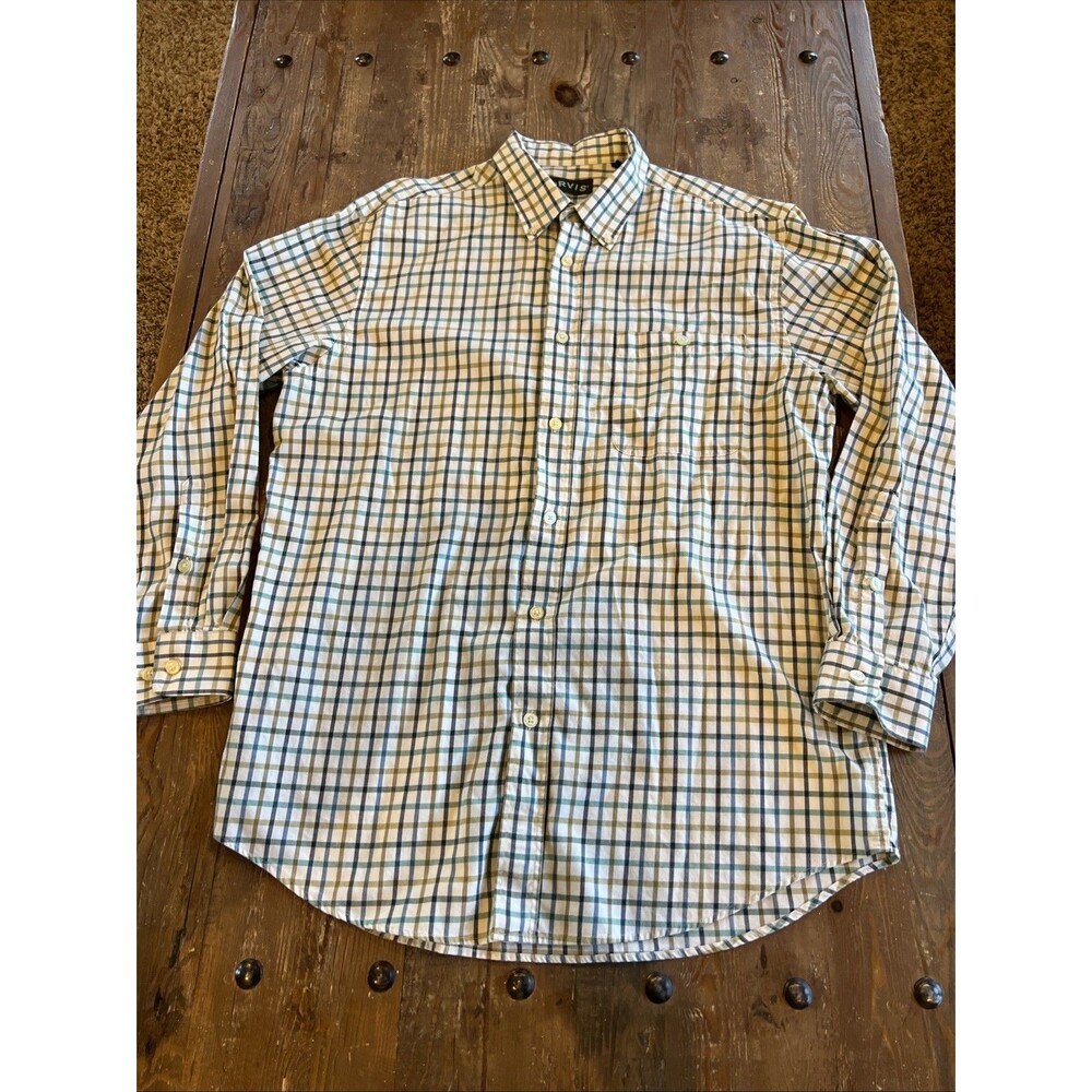 Orvis Men’s Heritage Wash Checkered Plaid Long Sleeve Button-Up Sz Large EUC